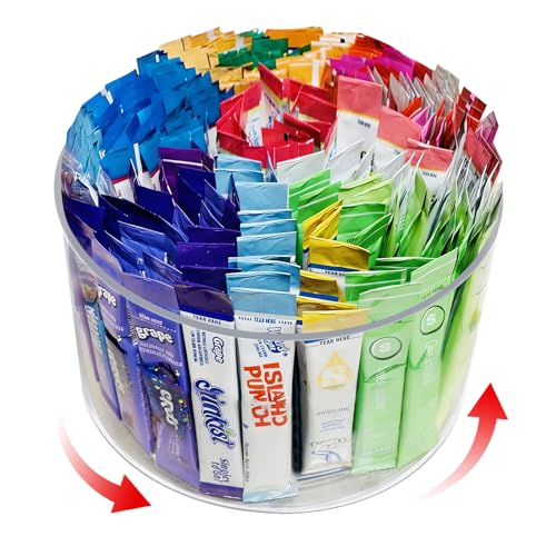 HALAGAS Drink Packet Organizer for Powdered Drink Mix,Powder Packet,Water Packet,Water Flavor Packet,Lazy Susan 360° Turntable Organizer for Drink Mix Necessities