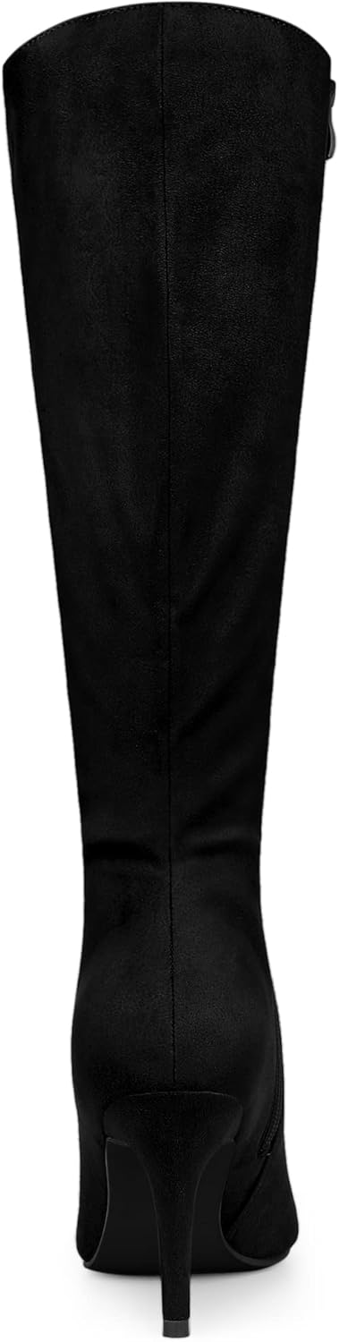 Allegra K Women's Pointed Toe Stiletto Heels Black Knee High Boot 6.5 M US - Image 4