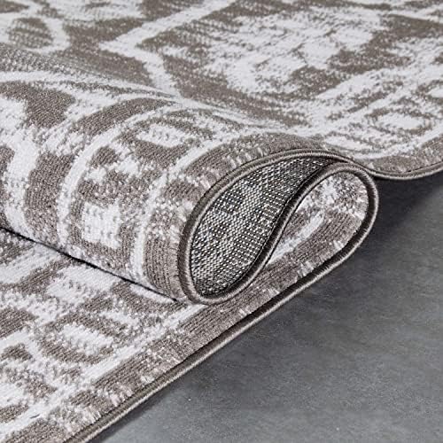 Della Grey Vintage Medallion Pattern Area Rug 160x220 cm (5'3"x7'3" ft.)