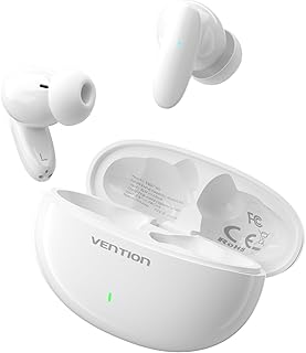 VENTION True Wireless Earbuds - Bluetooth 5.3 TWS Noise Cancelling Earbuds with Charging Case in-Ear Waterproof Sports Headphones with Built-in Microphone Ear Buds for iPhone Android (White)