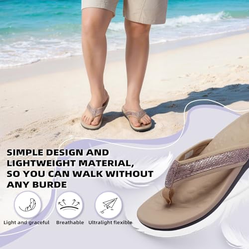 Image of MEGNYA Womens Orthotic Flip Flops, Plantar Fasciitis Sandals for Flat Feet with Arch Support Thong Style Flip Flops, Comfortable Walking Sandals for Beach, Vacation