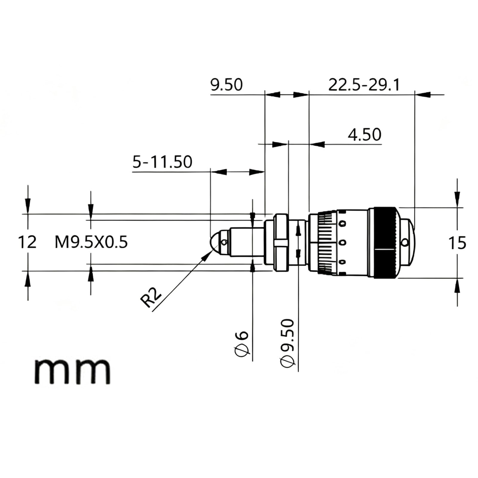 Strumento di Misura con Testa Micrometrica, Testa di Regolazione Micrometrica in Acciaio Inossidabile, Corsa di 6,5 Mm, Risoluzione di 0,002/0,004 Mm, per Strumenti Ottici, 0.004mm