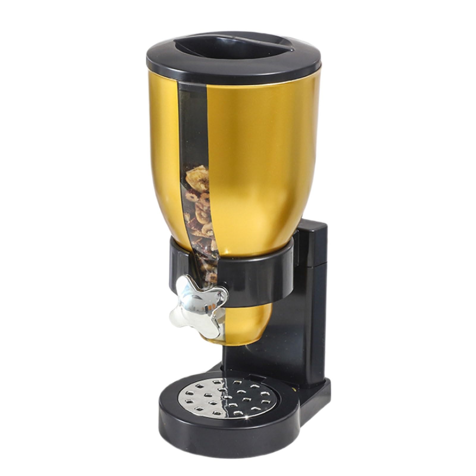 Distributore di Cereali da Banco, Dispenser di Cibo Secco, Contenitori per Snack con Coperchio per Cereali, Noci, Caramelle, Snack, Riso, Farina D'avena, Cibo per Animali Domestici(Gold,3.5L)