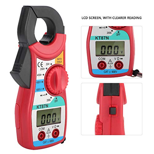 Zangenamperemeter, Kt87n 600 V/450 V Gleichstrom/Wechselstrom Digitales Zangenmessgerät 20 Bis 400 A Amperemeter Digitalmultimeter mit LCD-Anzeige, Wechselstrom, Zangenmessgeräte