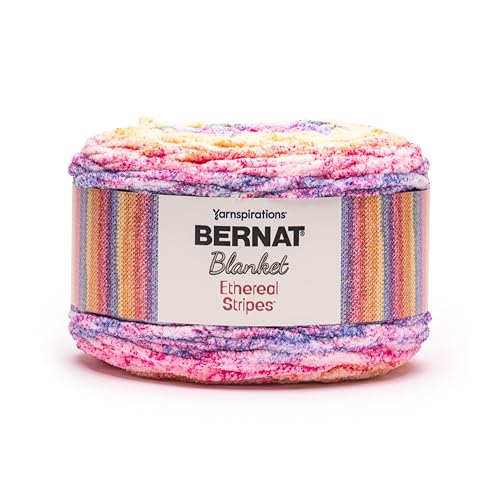 Image of Bernat Blanket Ethereal Stripes Sunrise Yarn - 2 Pack of 300g /10.5oz - 100% Polyester - #6 Super Bulky - 220 Yards - Knitting /Crochet