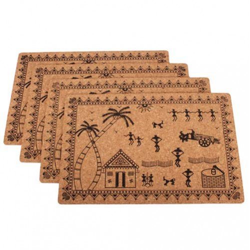 Buy Cork Warli Print Table Mats Set of 4 Online at Low Prices in India