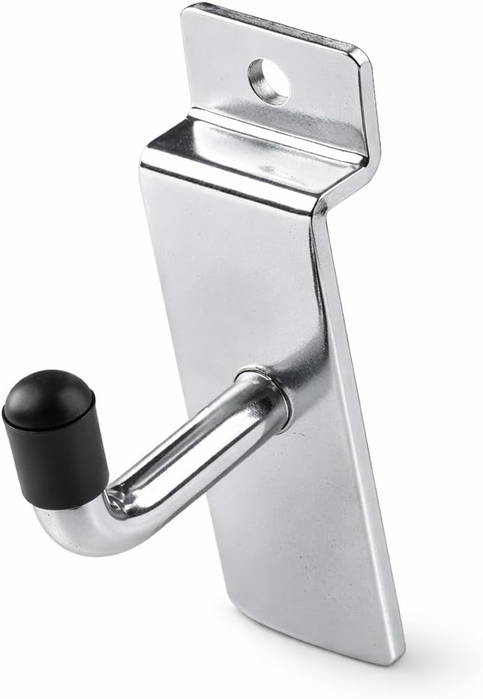 CompleteShopfittings 100x Slatwall Hooks 1 Inch – Single Prong Chrome Slatboard Display Hooks – Heavy Duty Retail Shop Wall Mount Accessories