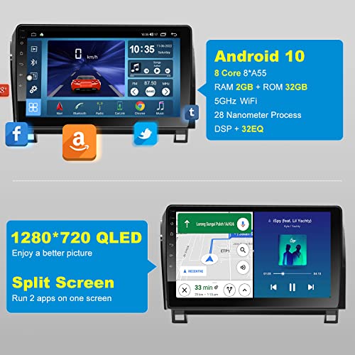 Iying Android Car Stereo For Toyota Tundra 2007-2013/Sequoia 2008-2018 Wireless Carplay Android Auto Car Radio 8-Core 2G+32G 10 Inch Qled Touchscreen Gps Navigation With Live Rearview Backup Camera #TOP1