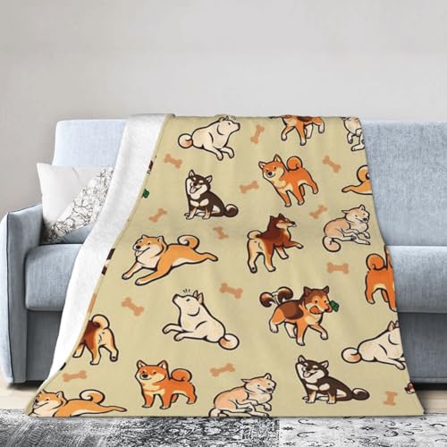 柴犬 クリーム かわいいふわふわブランケット マイクロファイバー柔らかい肌触り 四季通用クーラーケープ用 150×200cm