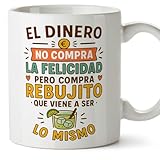 MUGFFINS tazas originales para regalar | tazas divertidas para regalar con frase El dinero no compra la felicidad pero compra rebujito en Español | humor, graciosas | comida v1