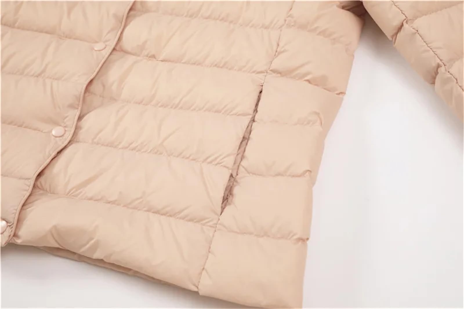 Donna Liner O-Collo Variabile Scollo a V Mantenere Caldo Piumino Piumino Femminile Senza Colletto Trapuntato Cappotto Cachi, cachi, L