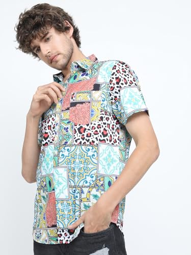 Image of Highlander Men's Slim Fit Shirts | Printed | Half Sleeves | Semi Cut Away | Casual Shirts | Stylish Shirt