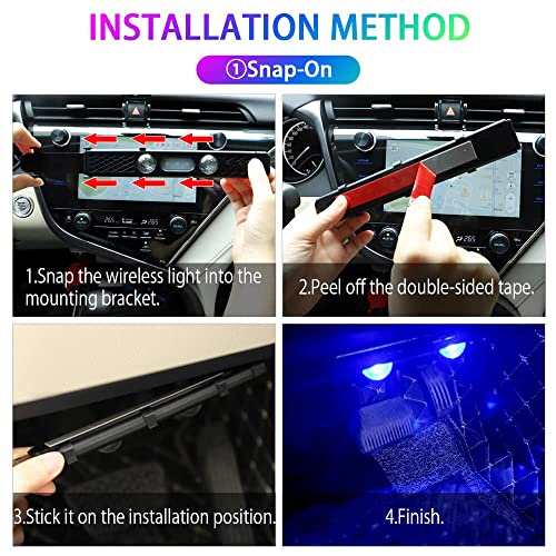 1797 Car Interior Lights Led Wireless Rgb Usb Automotive Neon Accent Light Kits Inside Starlight Remote Control Music Sound Sync Strip Rechargeable 12V Pack Of 4 #TOP5