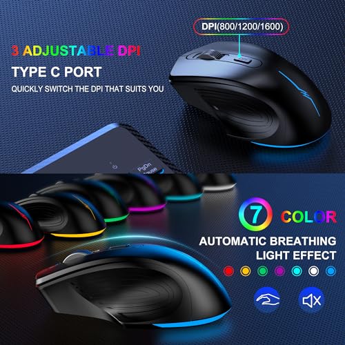 Xsutic Wireless Keyboard And Mouse, Ergonomic Keyboard Mouse - Rgb Backlit thumb #4