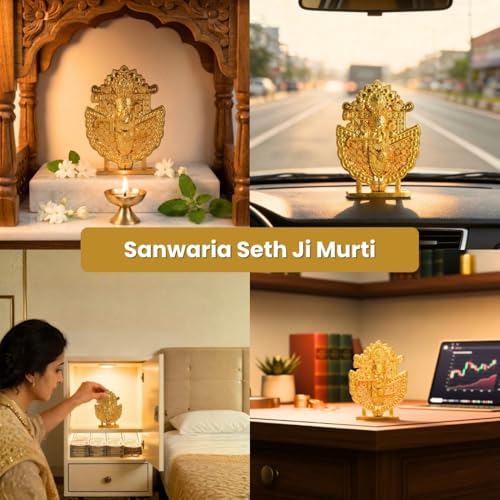 Image of VAMA Sanwariya Seth Murti Siddh in Ujjain - Grace & Prosperity Idol | Lord Krishna Idol | Shrinathji Murti | Decorative Pooja Item for Home, Mandir & Gifting | Shrinathji Idol (7.5 x 5.5 cm)