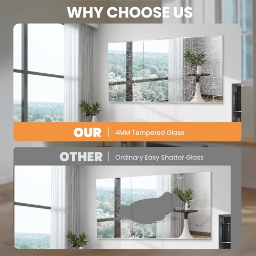 Home Gym Mirror, 71X24 Inch(Each)-2Pack Large Frameless Tempered Glass Full Body Wall Mounted Mirror for Gym, Yoga, Exercise, Dance Studio