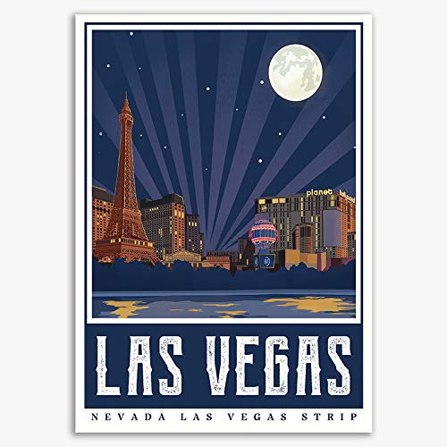 Usa Nevada Las Vegas Strip America Vintage Travel Poster Art Print Canvas Painting Home Decoration Gift(12X18Inch) #TOP6