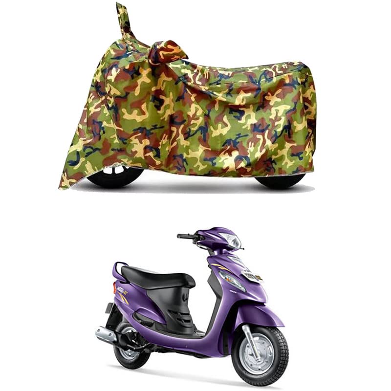Image of Waterproof 100% PVC Coated Bike Scooty Two Wheeler Body Cover Compatible for Mahindra Rodeo RZ BS6 /UV-Rays /Heat Protection /Birds Dropping /Scratchproof /Dust Proof [6X6 Jungle Print]