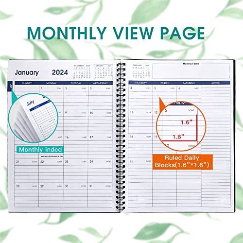 Cheneyboo 2023 Calendar Planner: January 2023-July 2024 Calendar Book 2023-2024, 7.6"X10.2" Larger Size Planner With Double Inner Pocket, 18 Month Calendar Planner, Black #TOP5
