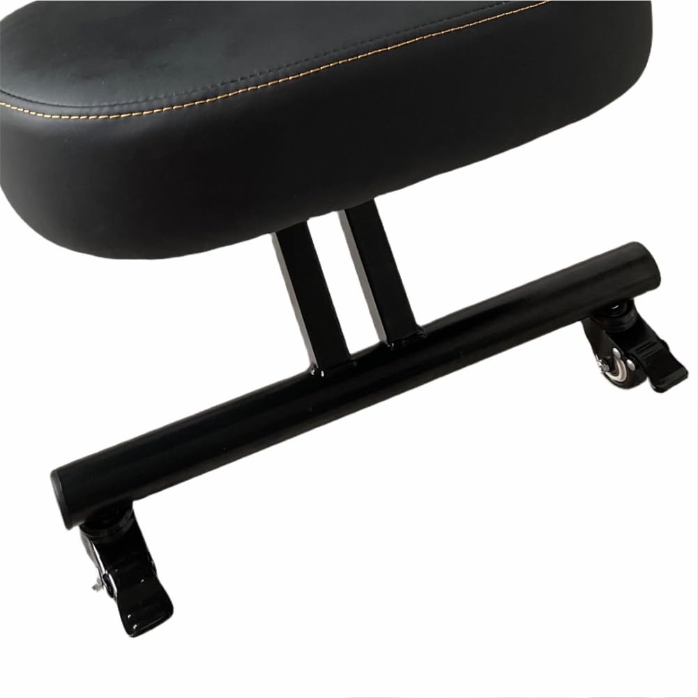 BLACK POINT O'kneel Basic Ergonomischer Kniestuhl aus Öko-Leder für Zuhause und Büro. Bürostuhl ergonomisch (inklusive schwarzem Leinenbezug)