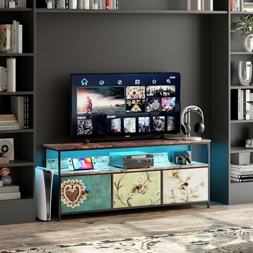 MASAJIA Mueble de TV LED moderno con iluminación