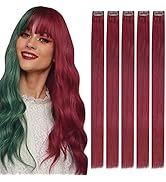 RUNATURE Real Clip in Hair Extensions Color Wine Red Hair Extensions Clip in Human Hair Bugundy R...