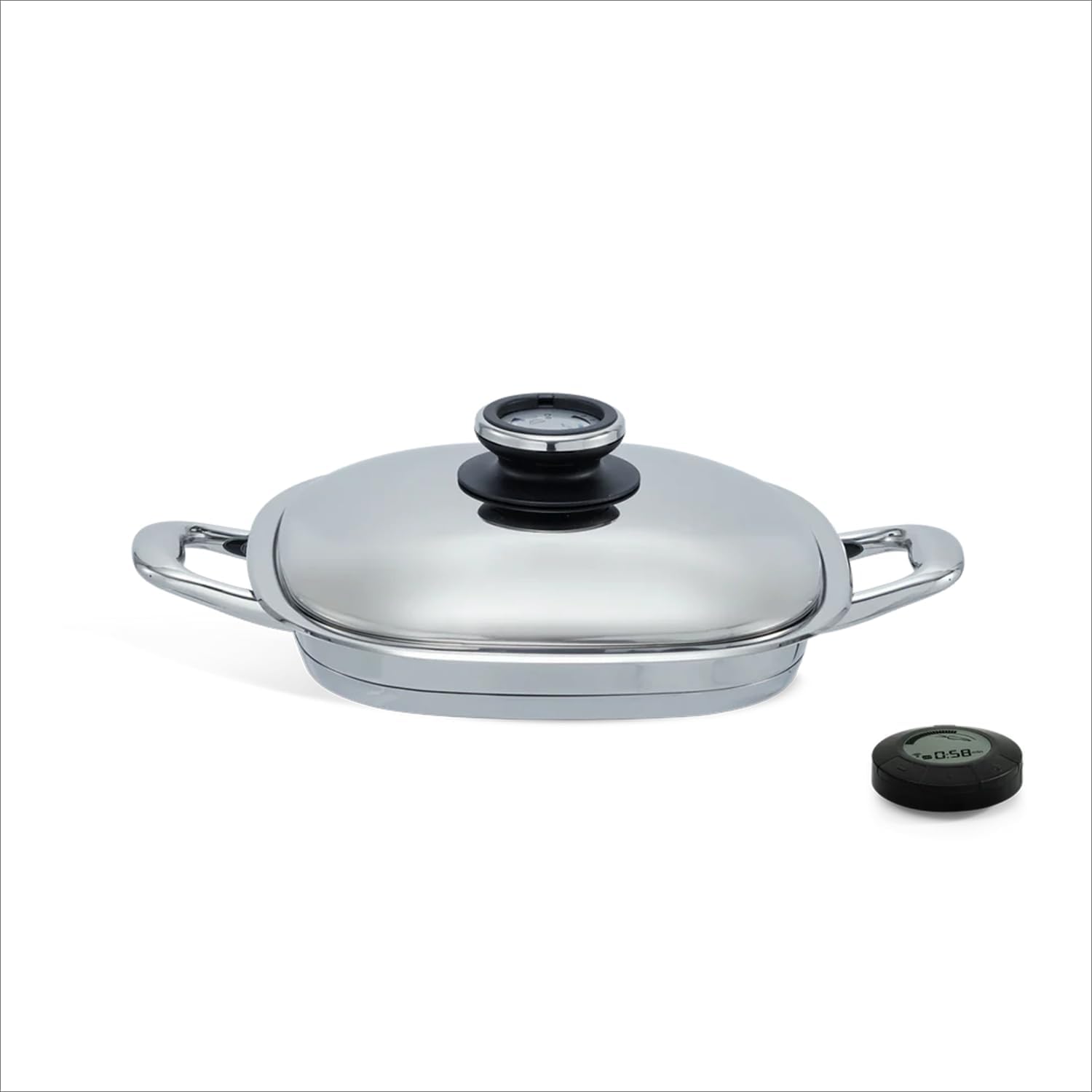 Master Grill Cookware Set with Smart Temperature Guidance - 12.6" Stainless Steel Grill Pan with Lid + Digital Cooking Assistant - Even Heat Akkurtherm Base - Induction Compatible