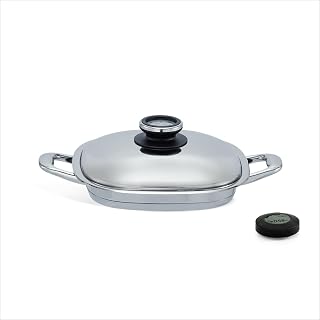 Master Grill Cookware Set with Smart Temperature Guidance - 12.6" Stainless Steel Grill Pan with Lid + Digital Cooking Assistant - Even Heat Akkurtherm Base - Induction Compatible