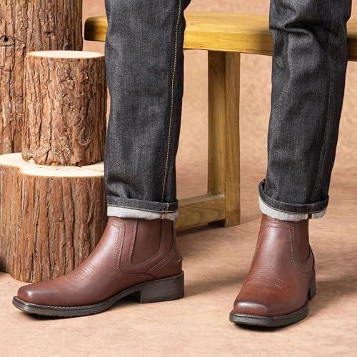 Image of Jousen Chelsea Boots Men Square Toe Ankle Mens Dress Boots Casual Slip On Boots for Men