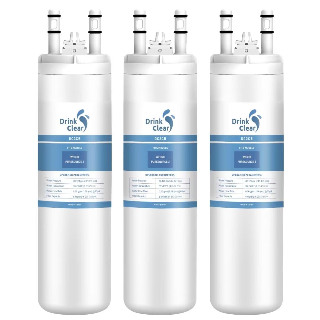WF3CB Water Filter Replacement for Pure Source 3, WF3CB, 706465, 242086201, 242069601, 242017800 Water and Ice, Height 9 inches, 3 Pack
