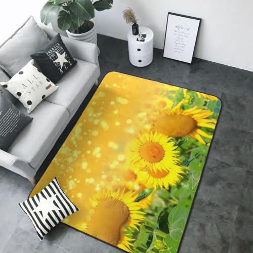 Alfombra antideslizante con estampado de girasoles grande de 80 x 58 5