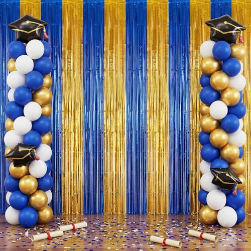 Zhanmai 4 cortinas metálicas azul y oro 1x2.5 m miniatura 1