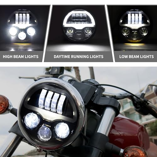 VEISUTOR LED Headlight for Polaris Indian Motorcycle, LED Headlamp with DRL High Low Beam for Scout, Scout Bobber, Scout Rogue, Scout Sixty Models and More 2015-2024 (Replace#2882517)