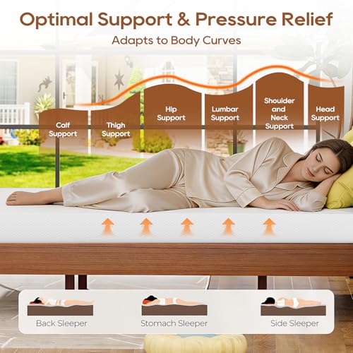 Image of FDW 5 Inch Twin XL Mattress, Medium Firm Base Foam, Breathable & Comfortable with Removable Washable Zipper Cover, Bed in a Box, CertiPUR-US Certified, White