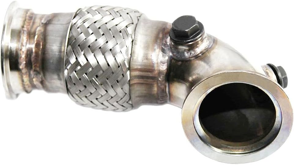 2.5 Inch I.D. 90 Degree Stainless Steel Exhaust Elbow Pipe with 2" Length Flex Pipe