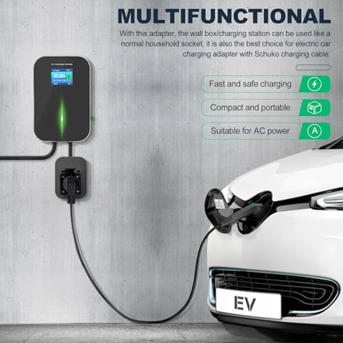 Typ 2 Schuko Adapter für Ladestation, 220 V Typ2 Stecker auf Schuko Buchse Adapter, EV Ladeadapter fürFür Elektrofahrräder, Roller, Elektrorollstühle