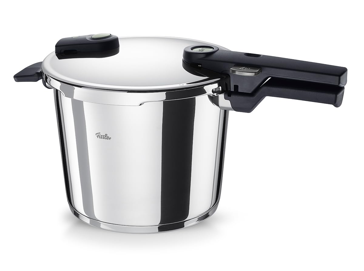 Fissler Vitaquick® Elemental - Olla a presión (6,0 L, 22 cm de diámetro), color verde salvia – Fabricado en Alemania, hasta un 70% más rápido, 2 niveles de cocción, base supertérmica, inducción
