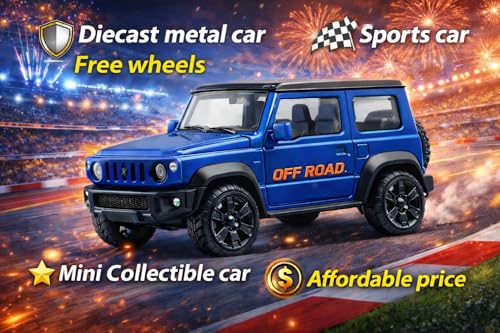 Image of 1:64 Diecast Car Set of 3 - Dodge Challenger Hellcat (Opening Doors), Jimny Off Road SUV & Shelby Cobra 427 S /C - Metal Toy Cars | Mini Collectible Cars for Kids & Collectors
