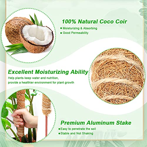 2 Pack 45" Bendable Moss Pole For Climbing Plants, Monstera Moss Poles Coco Coir Plant Stakes, Slim Moss Stick, Potted Plants Support Stakes, Perfect For Small Medium Climbing Plant Growth Indoor #TOP1