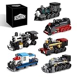 ZYLEGEN 6-in-1 Train Toy Building Set, Collectible Steam Locomotive Display Building Set and Construction Toys, for Train Lovers,Party Favors for Kids Goodie Bags Prizes(6Pcak)