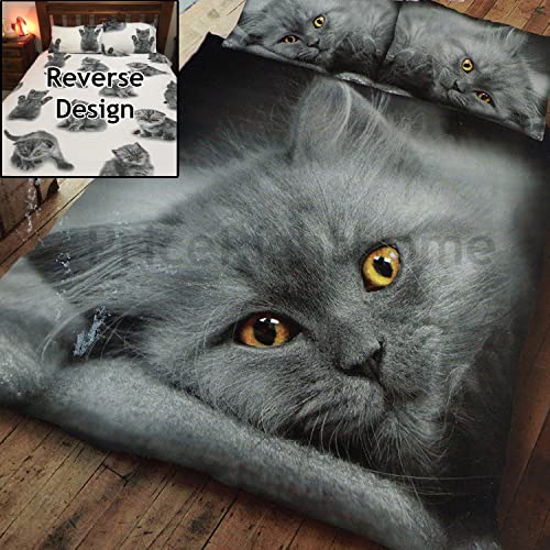 Gaveno Cavailia WILDLIFE 3D CAT Bed Set with Duvet Cover and Pillow Case, Polyester-Cotton, Multi, King, 11129240