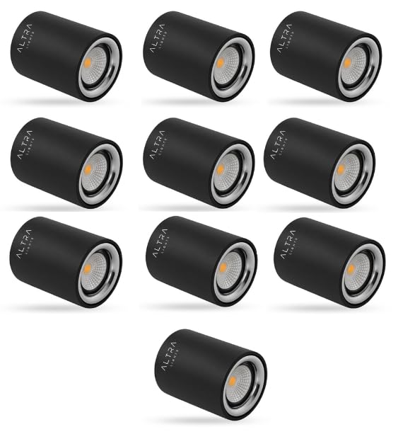 Image of 3W COB LED Surface Mounted Cylinder Downlight | Spotlight for False Ceiling & Wall | for Living Room, Office, Showroom Roof | Natural White, Aluminium Black Reflector | Pack of 10