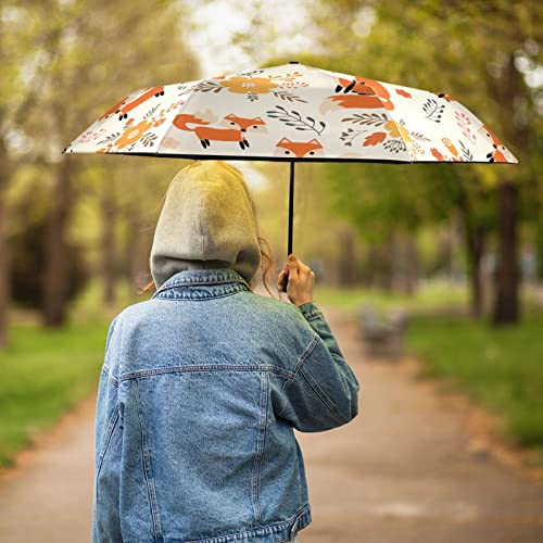 Sletend Sunshade Umbrella Fox Animal Cartoon Travel Umbrella Windproof Compact Light Strong Steel Shaft Folding And Portable External Rubber Sunshade #TOP6
