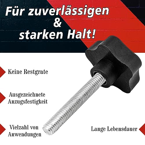 PRIOstahl Feststellschraube Sterngriffschraube Griffschraube Sternmutter - M8 x 60mm 4 Stück Sternkopfschraube Rändelschraube Schraube als Halterung & Fixierung mit Außengewinde aus Stahl