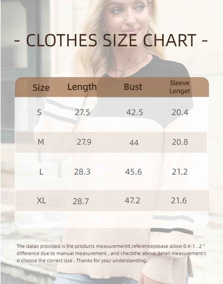 Sweaters for Women Long Sleeve Striped Pullover Knit Trendy Tops Crewneck Winter Outfits - Image 7