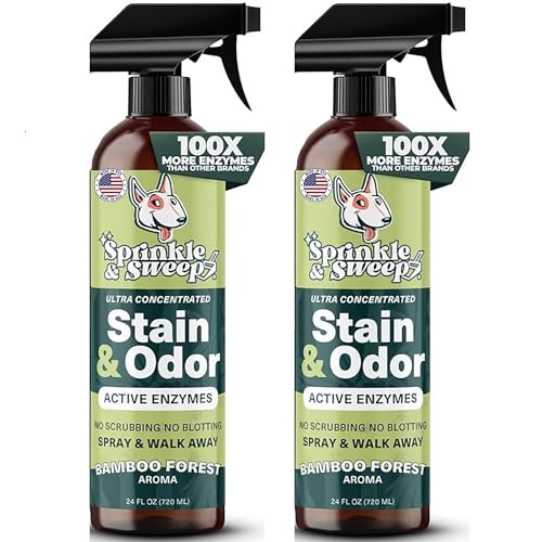 Image of Sprinkle & Sweep: Pet Stain & Odor Enzyme Spray - 24oz, 2 Pack - No Scrubbing Concentrated Formula, Dog & Cat Urine Destroyer, Carpet Spot Cleaning