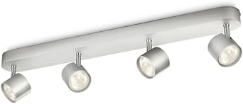 Philips MyLiving Star 4 Bar Spotlight Ceiling Light Integrated 4 x 3 W LED Bulb - Aluminium [Energy Class F]