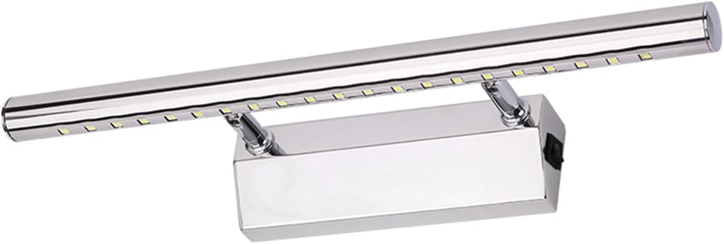 Bathroom Mirror Lights Stainless Steel with Switch, Chrome LED Mirror Front Light with Swivel 180° Lamp Head, 3000K Warm White Modern Mirror Cabinet Lights for Toilet Wall Lamp,55cm/7W