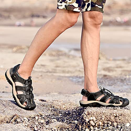 Fashion Men's Closed Toe Sandals, Classics Real Leather Hiking Sandals, Hollow Out Backpacking Beach Shoes2