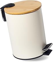 3L Metal Cosmetic Bin, Bathroom Bin with Lid, Bathroom Bin with Soft-Close Mechanism (Beige 3L)